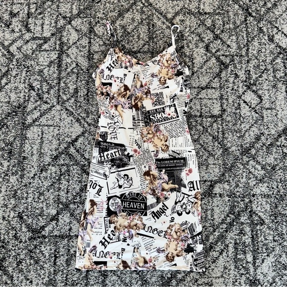 Almost Famous Black and White Sleeveless Mini Slip Dress - Picture 3 of 8